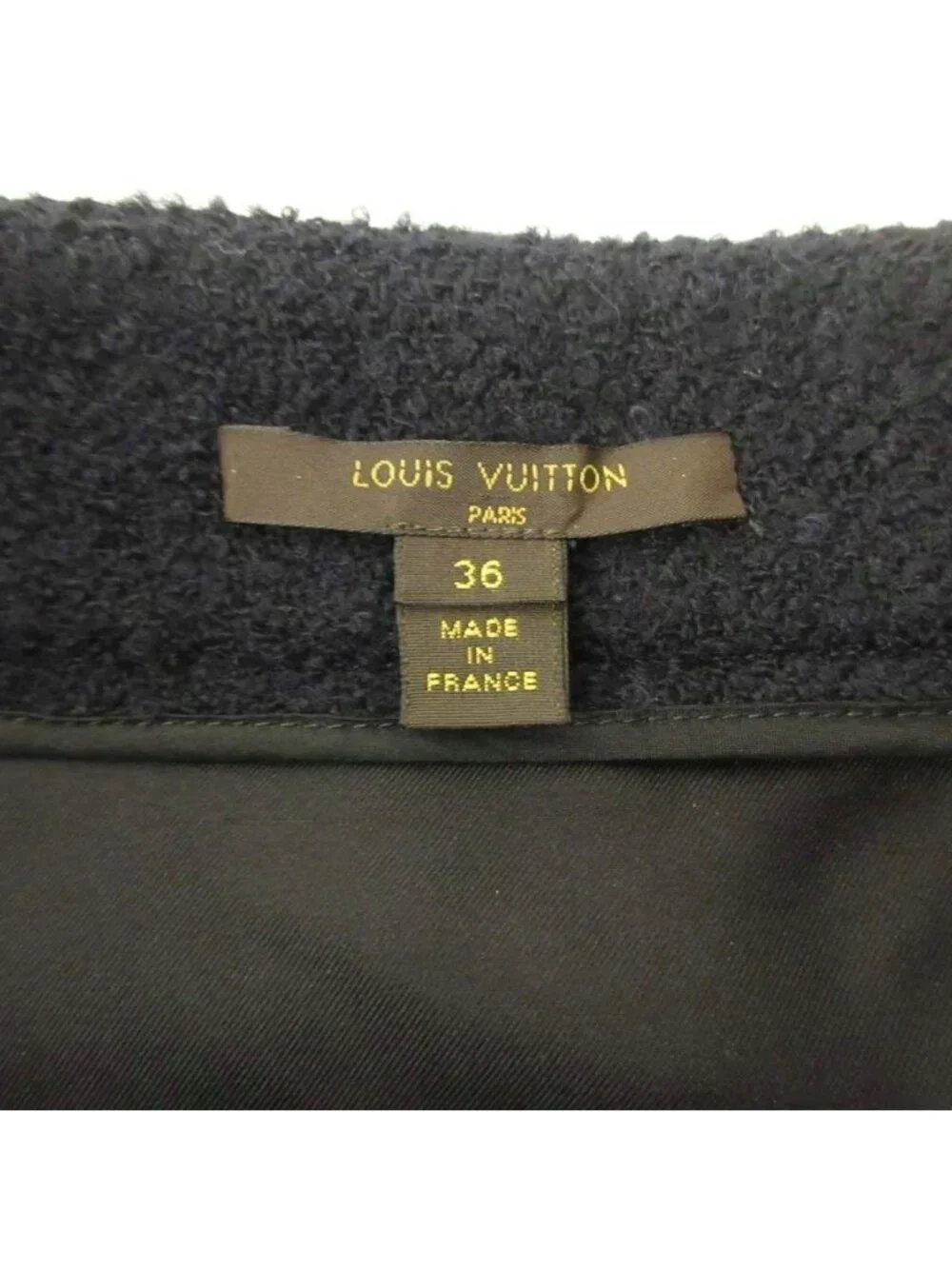Louis Vuitton Skirt Tweed All Over Print Wool Knee-Length Red Navy 36